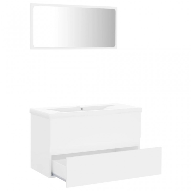 Bathroom Furniture Set White Engineered Wood Bathroom Furniture Set White Engineered Wood