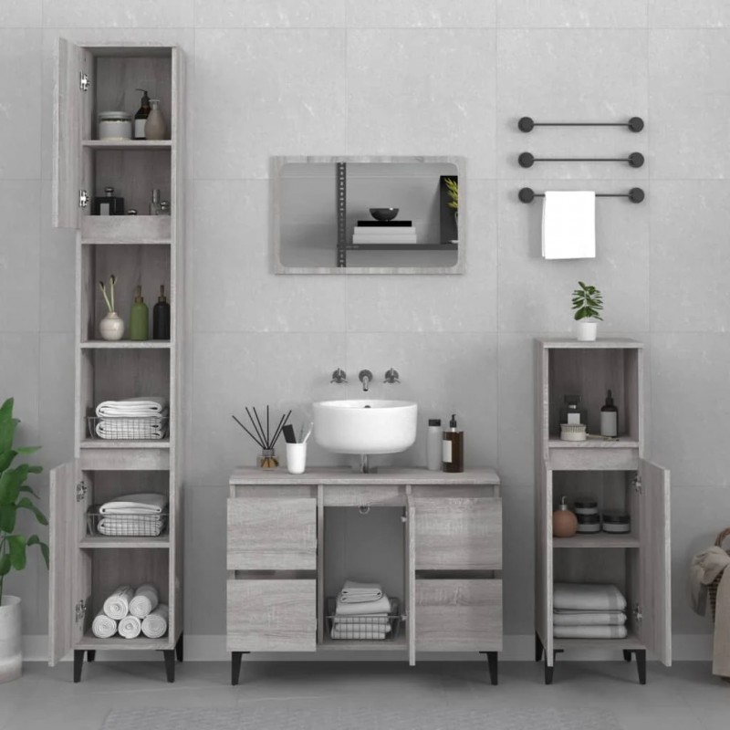 Sink Cabinet Grey Sonoma 80x33x60 cm Engineered Wood Sink Cabinet Grey Sonoma 80x33x60 cm Engineered Wood