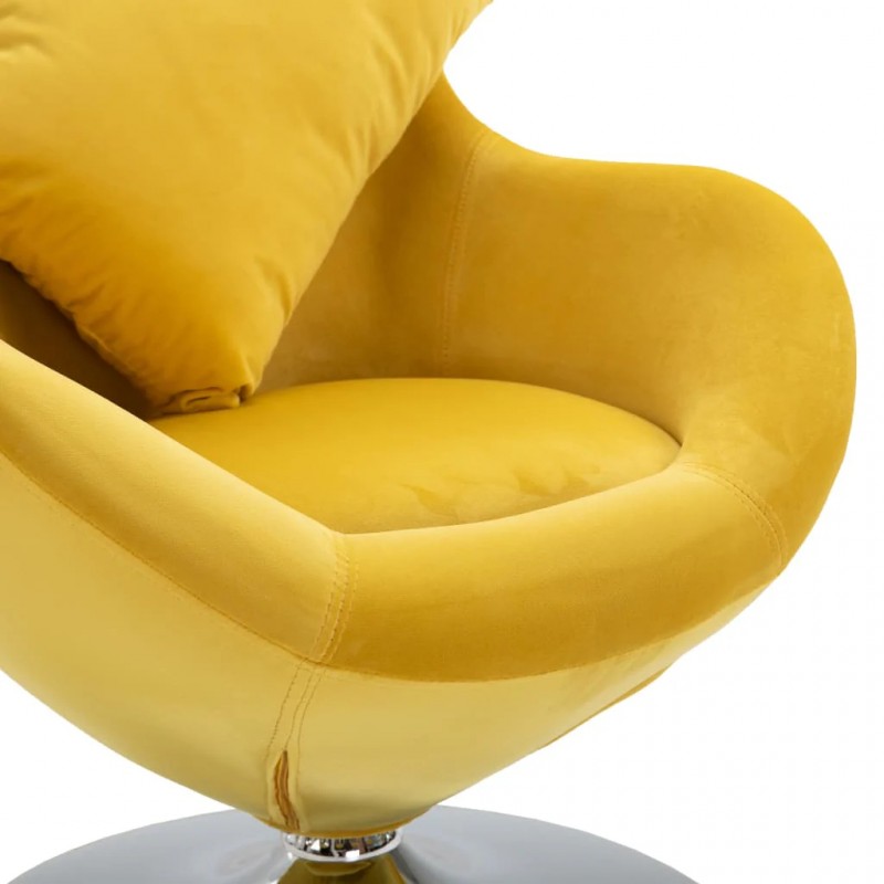 Swivel Egg Chair with Cushion Yellow Velvet Swivel Egg Chair with Cushion Yellow Velvet