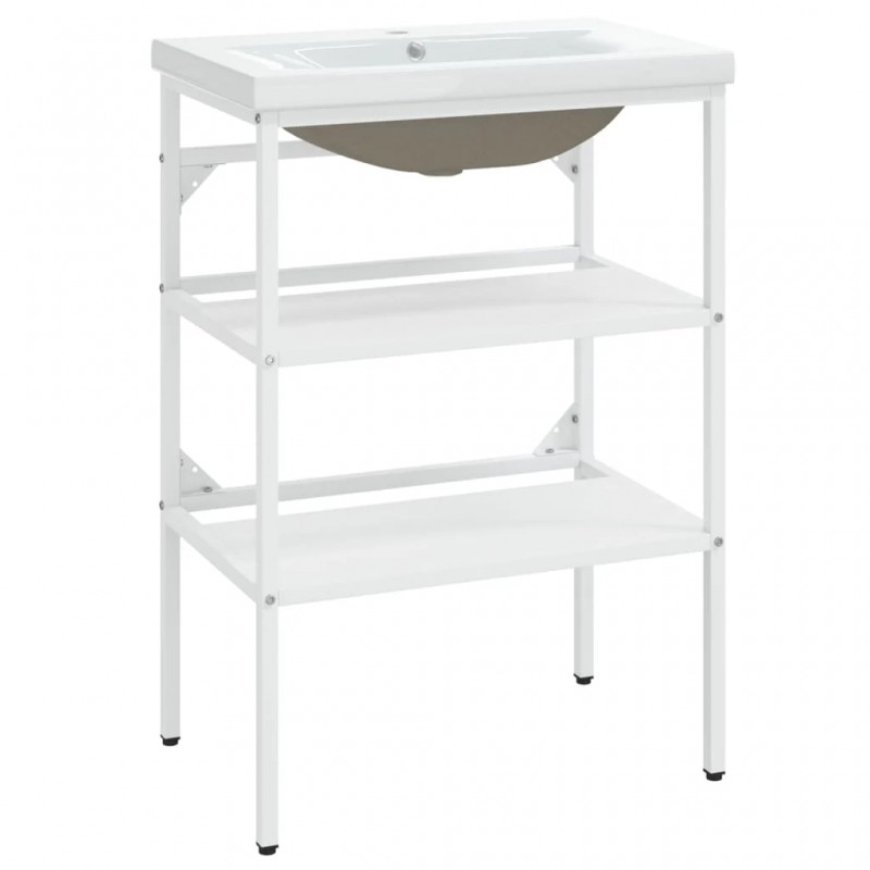 Bathroom Washbasin Frame with Built-in Basin White Iron Bathroom Washbasin Frame with Built-in Basin White Iron