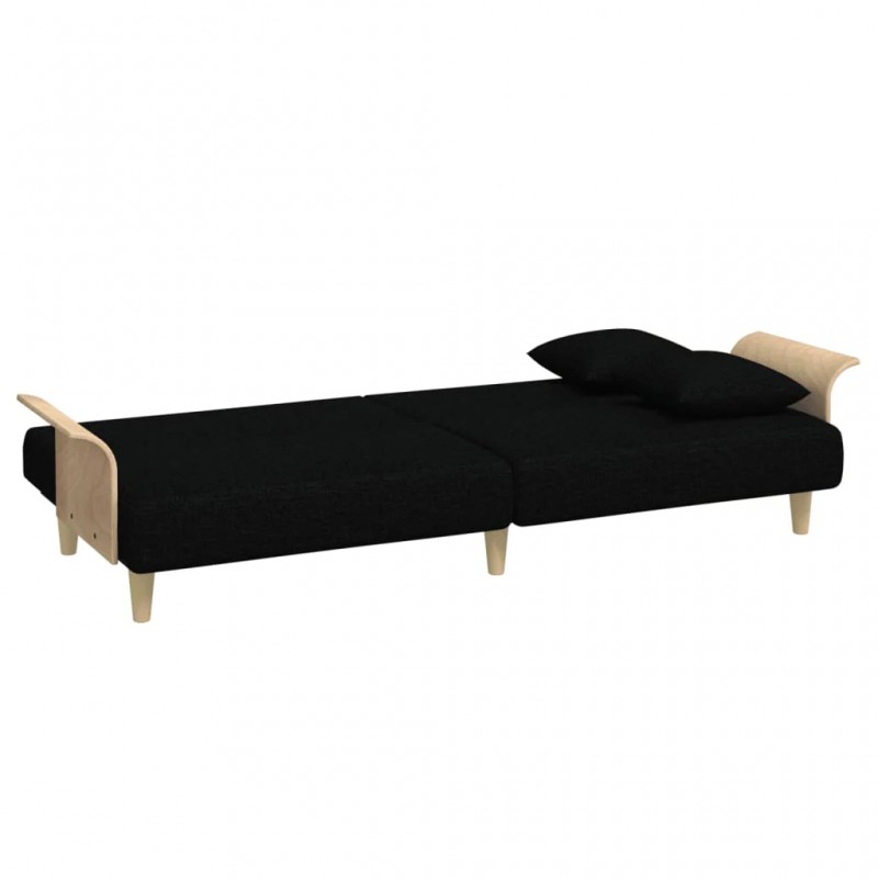 Sofa Bed with Armrests Black Fabric Sofa Bed with Armrests Black Fabric