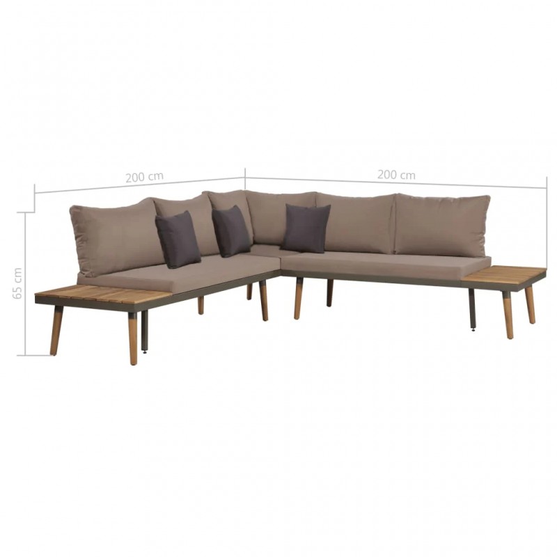 4 Piece Garden Lounge Set with Cushions Solid Acacia Wood Brown 4 Piece Garden Lounge Set with Cushions Solid Acacia Wood Brown