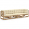 4-Seater Garden Sofa with Cushions Solid Pinewood