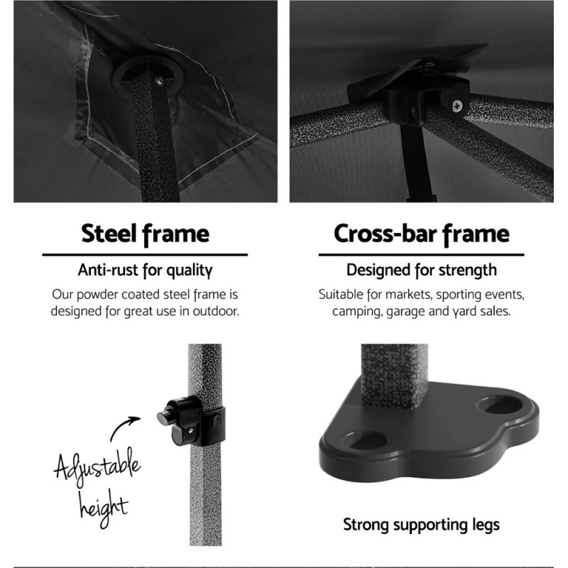 Instahut Gazebo 3x6 Pop Up Marquee Folding Tent Wedding Gazebos Camping Outdoor Shade Canopy Black Instahut Gazebo 3x6 Pop Up Marquee Folding Tent Wedding Gazebos Camping Outdoor Shade Canopy Black