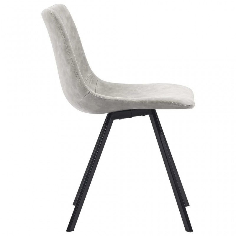 9 Piece Dining Set Light Grey Faux Leather 9 Piece Dining Set Light Grey Faux Leather